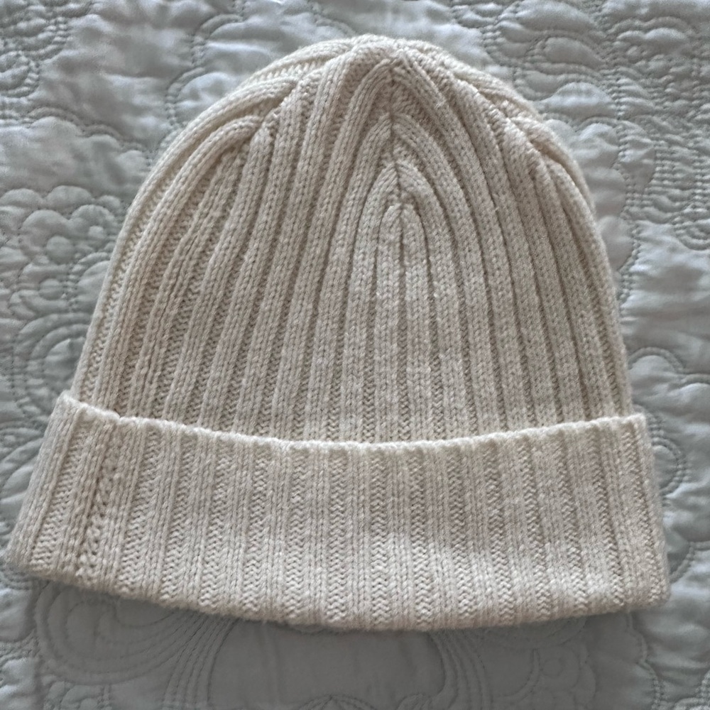 JCrew Women Knit Hat Wool/Acrylic/Nylon Cream Beanie